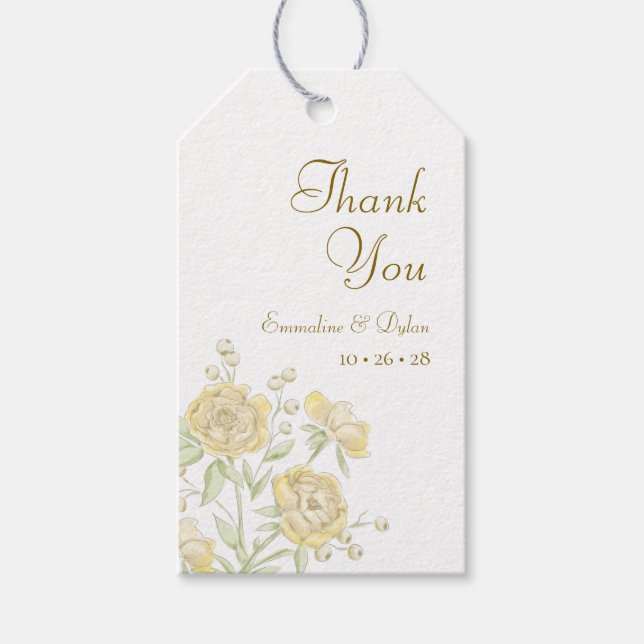 Yellow Rose Wedding Gift Tags (Front)