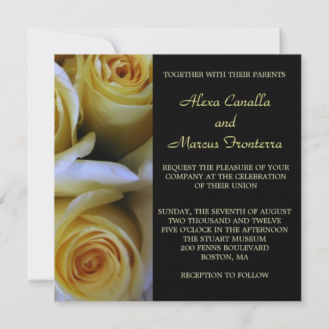 Yellow Rose Wedding Invitation (Front)
