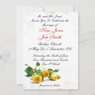 Yellow rose wedding invitations
