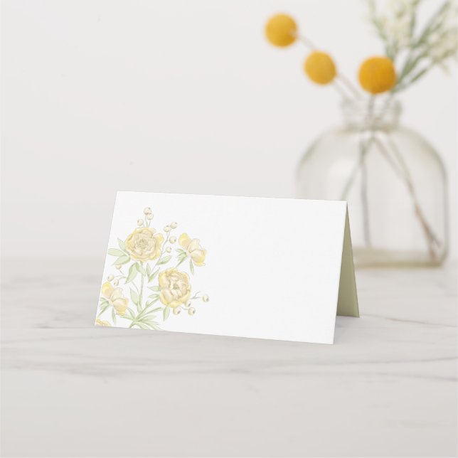 Yellow Rose Wedding Place Card (Front)