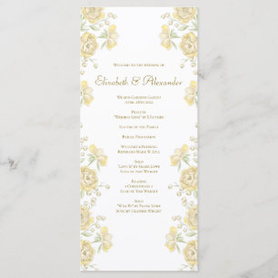 Yellow Rose Wedding Programs Menu