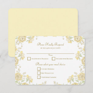 Yellow Rose Wedding RSVP Reply Invitation