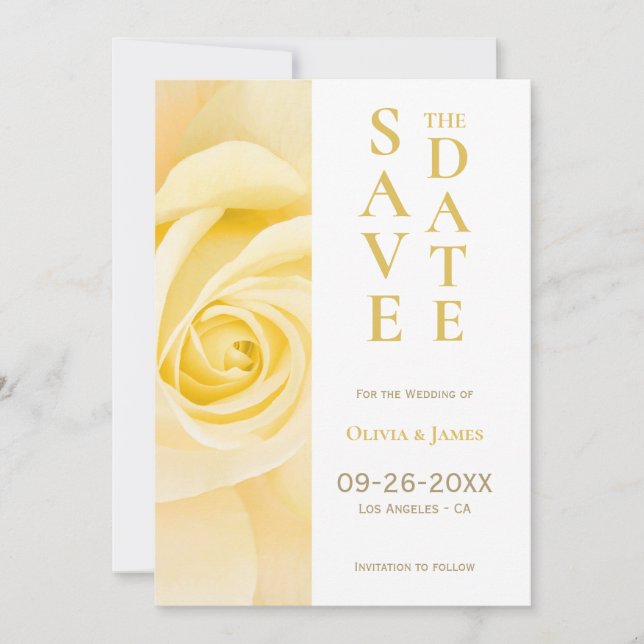 Yellow Rose Wedding Save The Date (Front)
