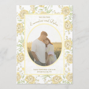 Yellow Rose Wedding Save the Date Invitation