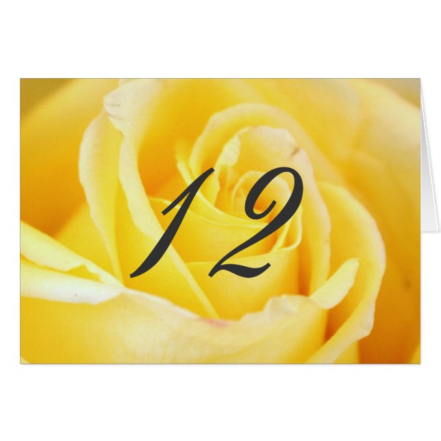 Yellow Rose Wedding Table Numbers (Front Horizontal)