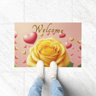 Yellow Rose Welcome Mat