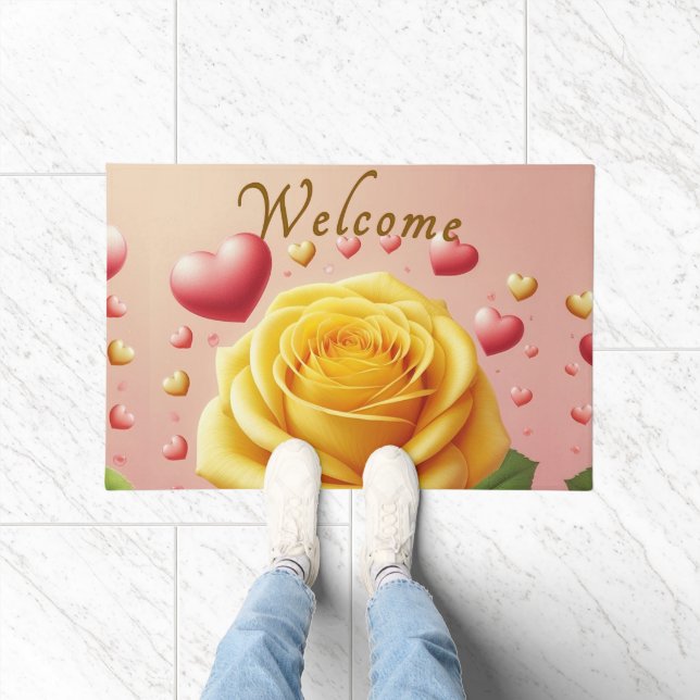 Yellow Rose Welcome Mat (Indoor)