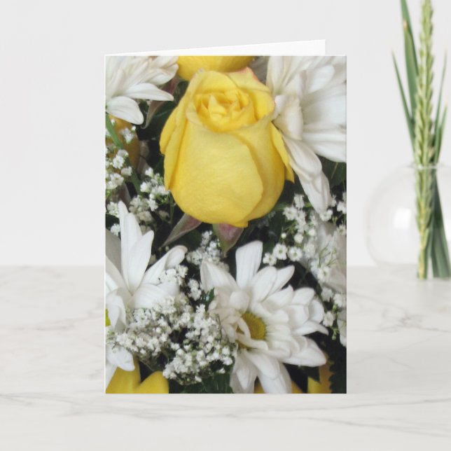 Yellow Rose white daisies Card (Front)