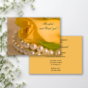 Yellow Rose White Pearls Engagement Party Invitation