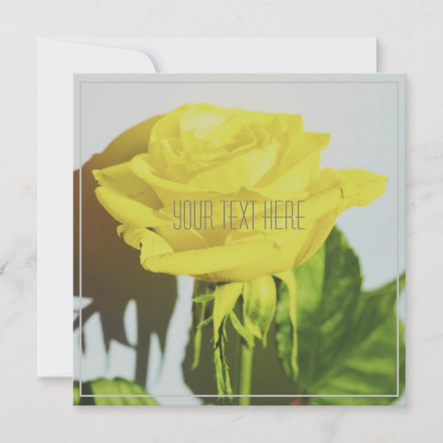 Yellow Rose Your Text Flat Card (Front)