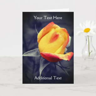 Yellow Rosebud Black And White Personalized Photo Card