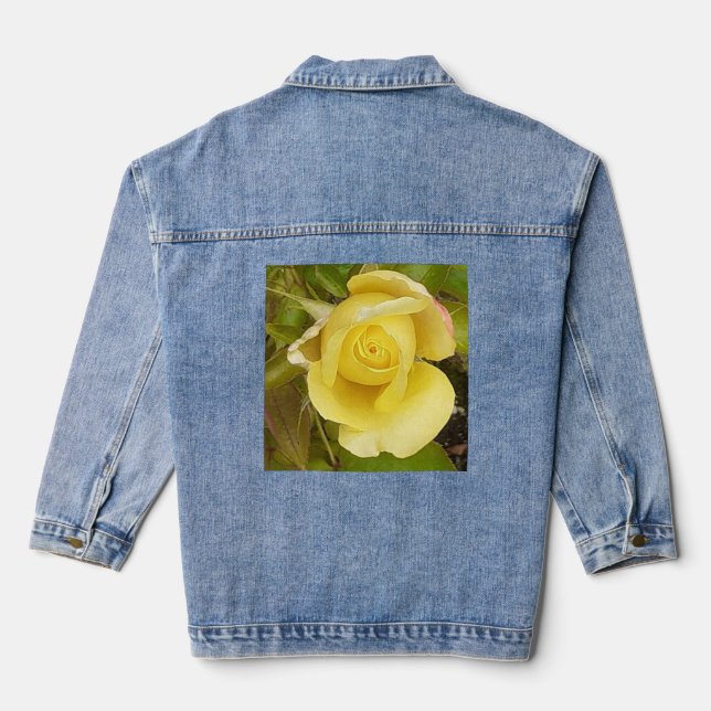 Yellow Rosebud Denim Jacket (Back)