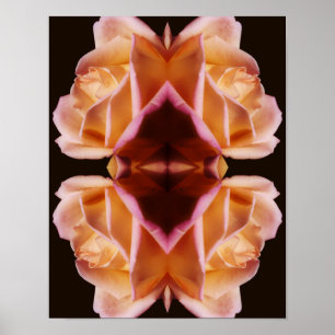 Yellow Rosebud Flower Mirrored Art Tinted Poster