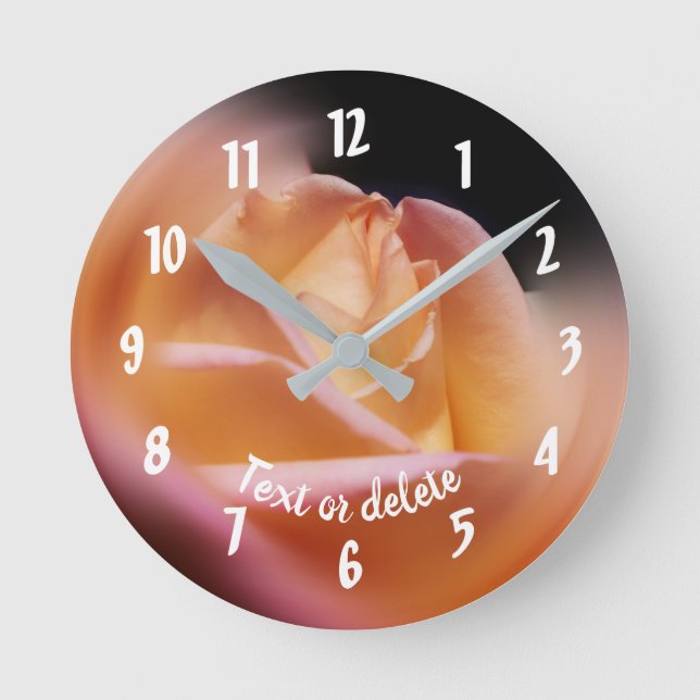 Yellow Rosebud Flower Personalized Round Clock (Front)