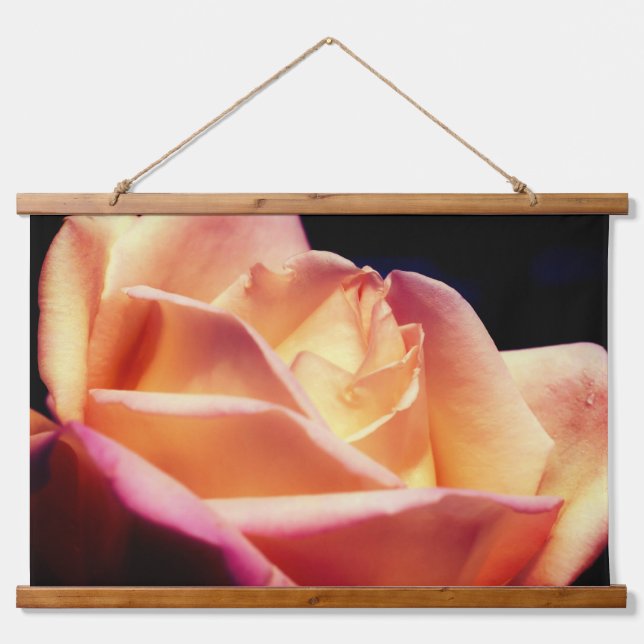 Yellow Rosebud Flower Tinted Hanging Tapestry (Front)