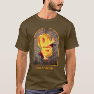 Yellow Rosebud Flowers On Barnboard T-Shirt