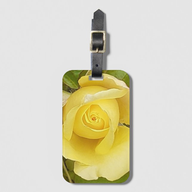 Yellow Rosebud Luggage Tag (Front Vertical)