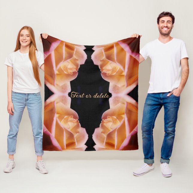 Yellow Rosebud Tinted Abstract Personalised Fleece Blanket (In Situ)