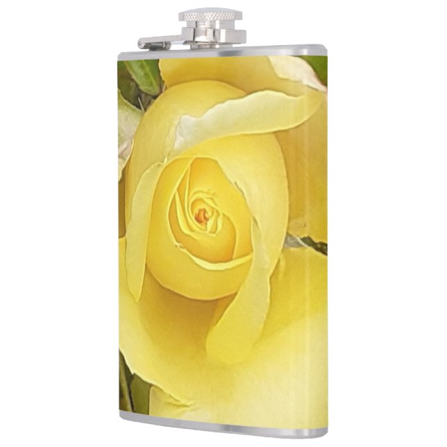 Yellow Rosebud Vinyl Wrapped Flask (Left)