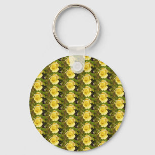 Yellow Rosebuds Button Key Ring