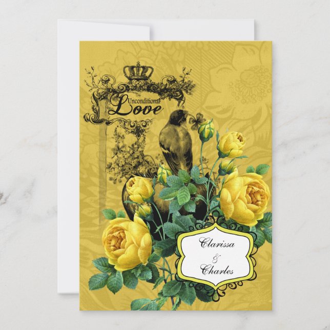 Yellow Roses 5x7 Wedding Invitation (Front)
