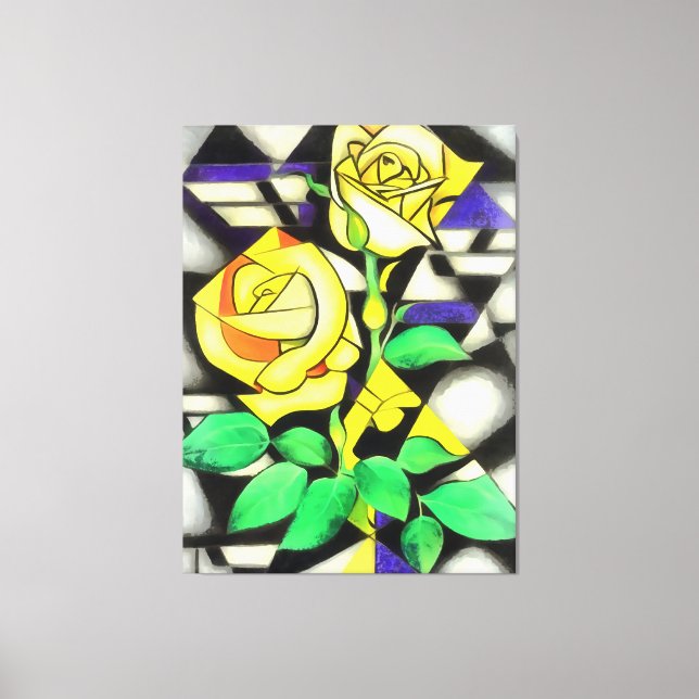 Yellow Roses Abstract Geometric Art Canvas Print (Front)