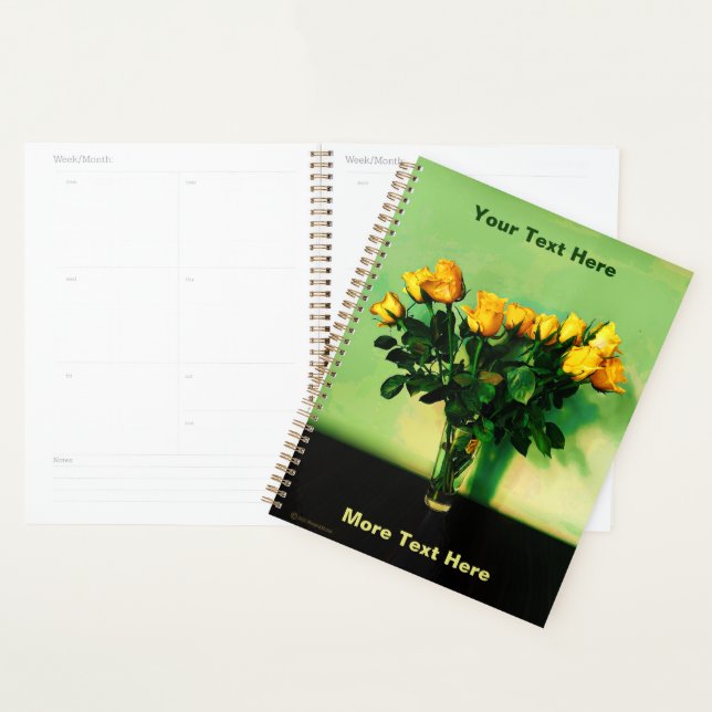 Yellow Roses Against a Green Wall Planner (Display)