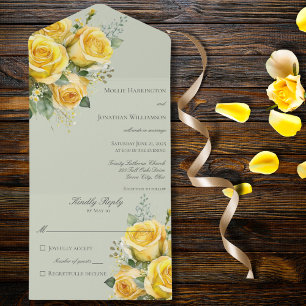 Yellow Roses All in One Wedding Invite