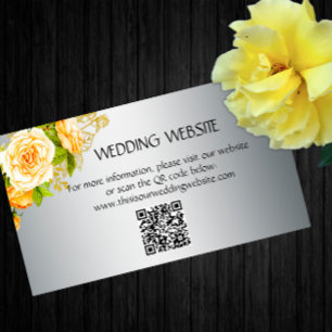 Yellow Roses and Elegant Silver Wedding Website  Enclosure Card