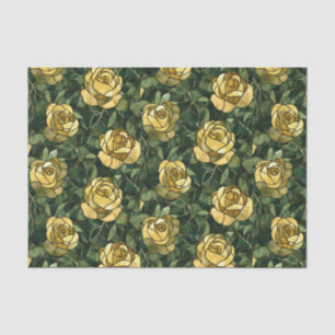 Yellow Roses and Green Stained Glass Effect Tissue Paper