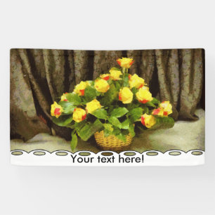 Yellow roses basket painting banner