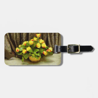 Yellow roses basket painting luggage tag
