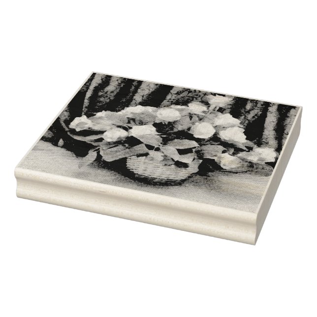 Yellow roses basket painting rubber stamp (Stamp)