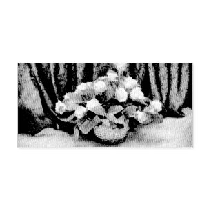 Yellow roses basket painting self-inking stamp