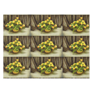 Yellow roses basket painting tablecloth
