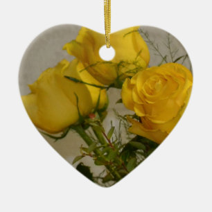 Yellow Roses Ceramic Tree Decoration
