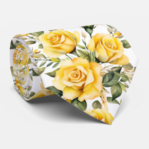 Yellow Roses Classic Formal Floral Neck Tie