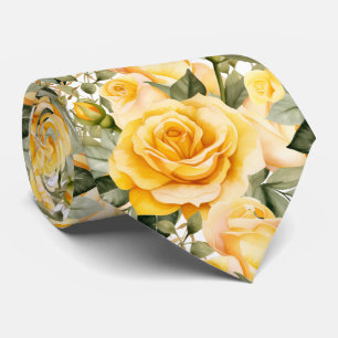 Yellow Roses Classic Formal Floral Neck Tie