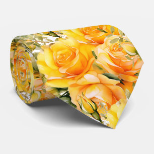 Yellow Roses Classic Formal Floral Neck Tie