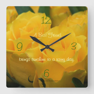 Yellow Roses Clock-personalise your way Square Wall Clock