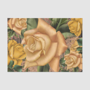 Yellow Roses & Country Rustic Wood Shabby Chic Tissue Paper