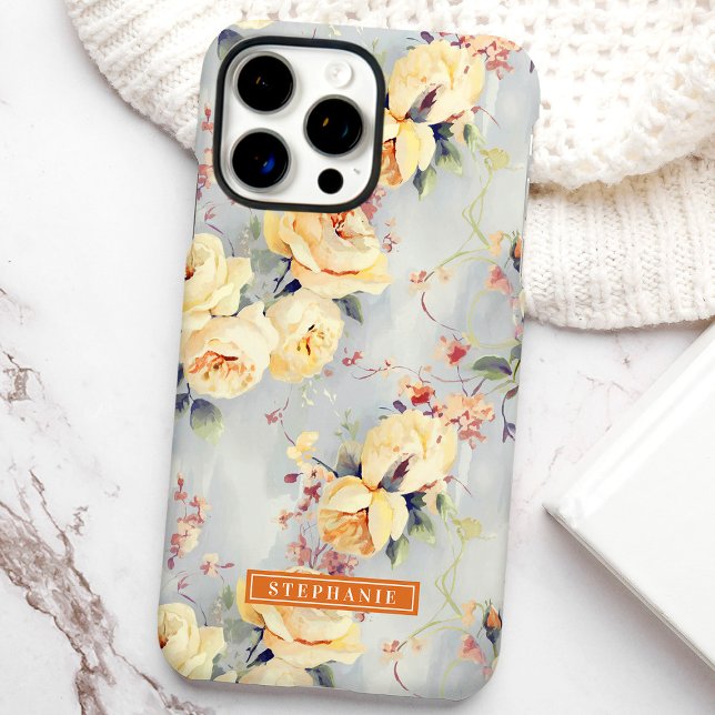 Yellow Roses Custom Name Floral Case-Mate iPhone Case (Creator Uploaded)