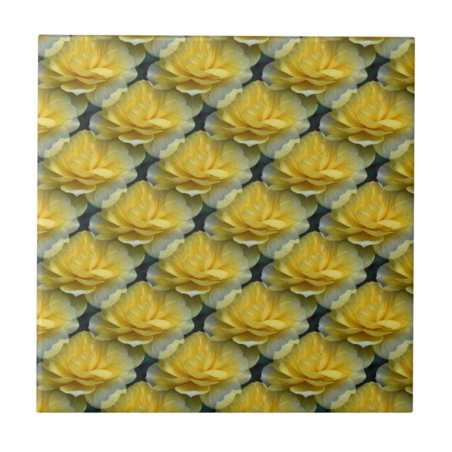 Yellow Roses Floral Art Nature Tile (Front)