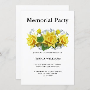 Yellow Roses Floral Memorial Party Invitation