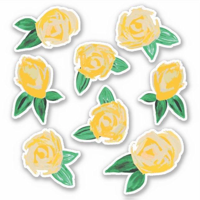 Yellow Roses Floral Stickers (Front)