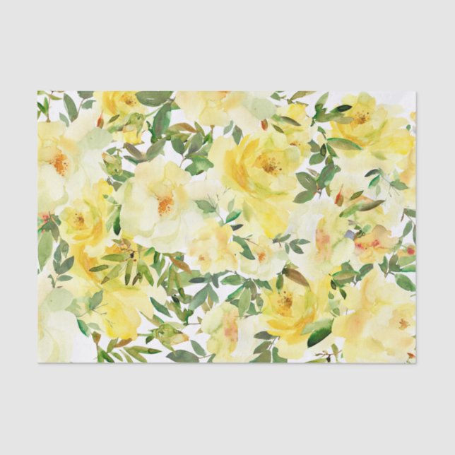 Yellow Roses Floral Vintage Decoupage Tissue Paper (Front)