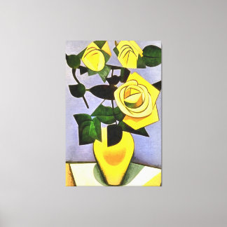 Yellow Roses From A Friend Geometric Abstract Canvas Print