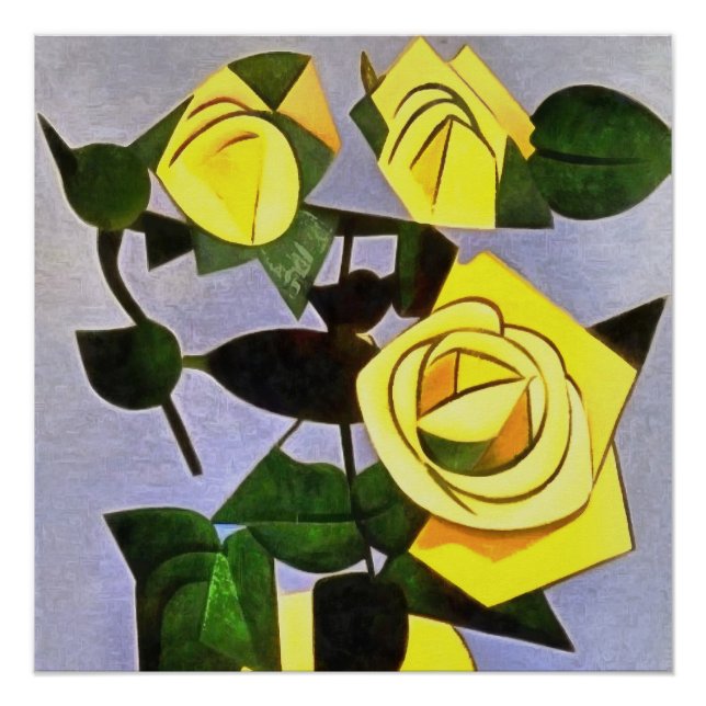 Yellow Roses From A Friend Geometric Abstract Poster (Front)