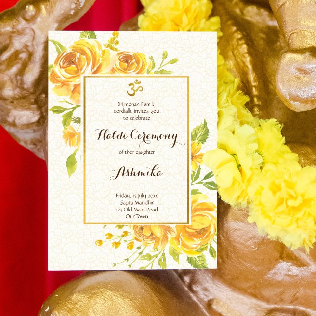 Yellow roses Haldi Pithi ceremony Invitation (Creator Uploaded)