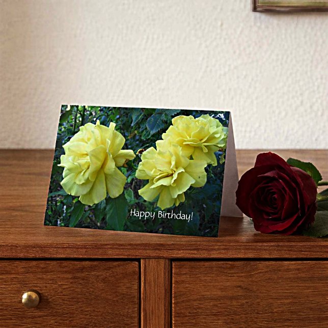 Yellow Roses Happy Birthday Card (Creator Uploaded)